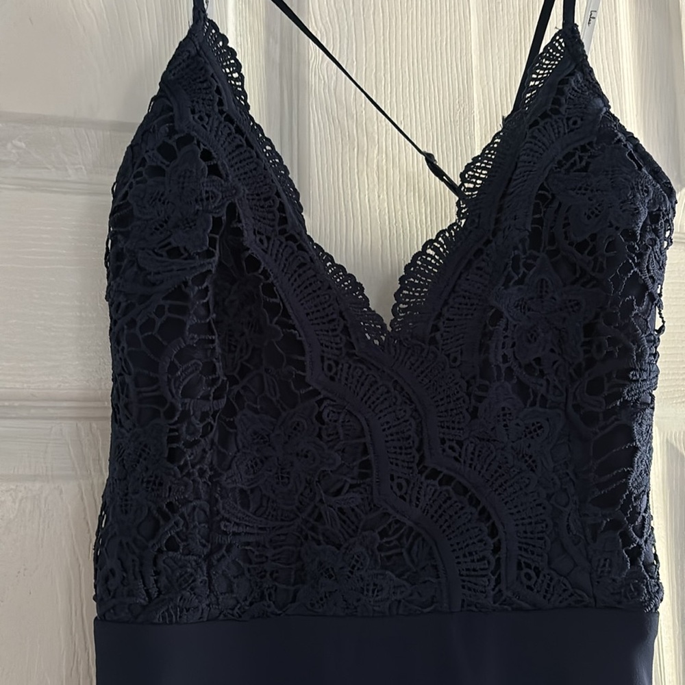 Lulus Madalyn Navy Blue Lace Maxi Dress